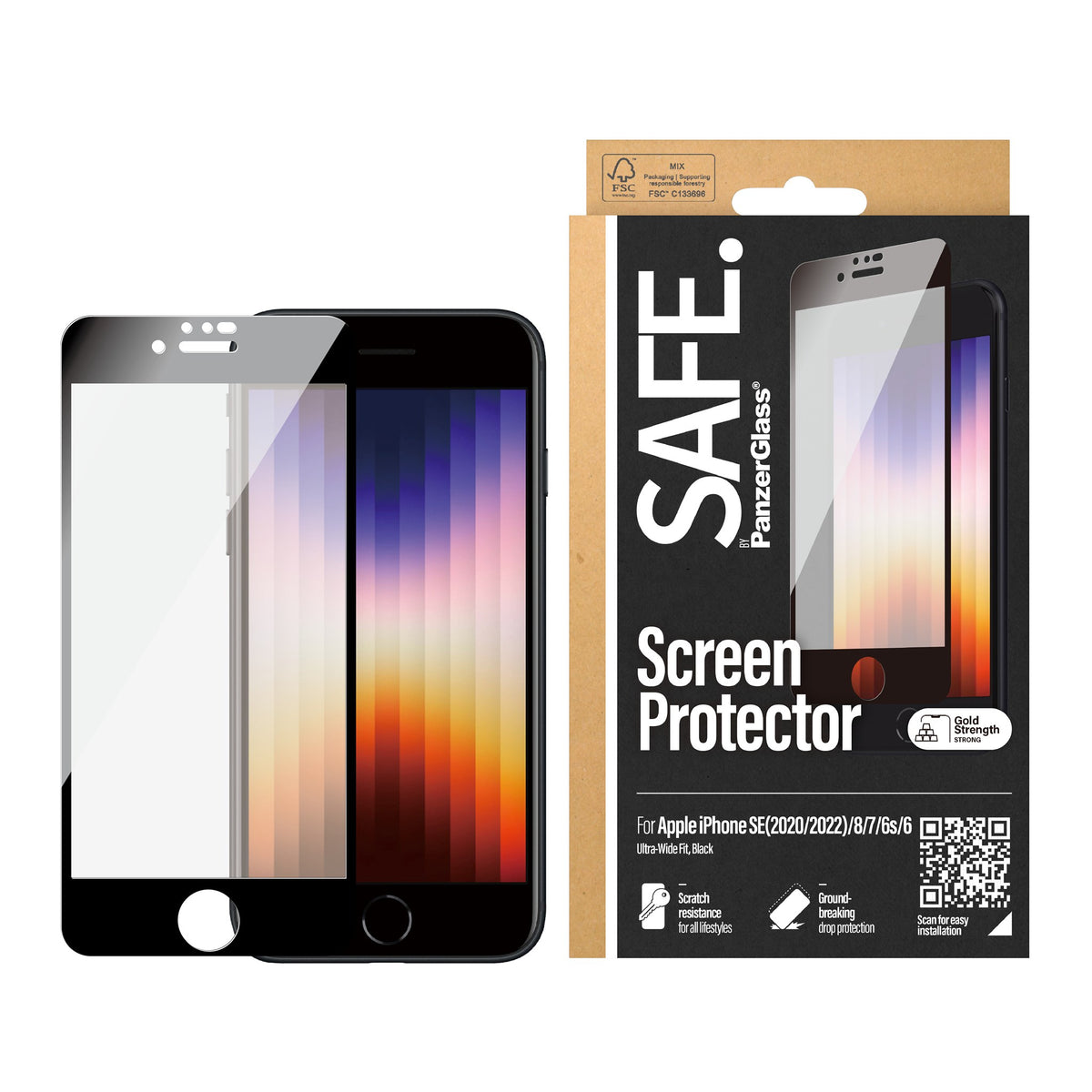 SAFE. by PanzerGlass® Screen Protector Apple iPhone 8 | 7  | 6 | 6s | SE (2020/2022) | Edge-to-Edge 2
