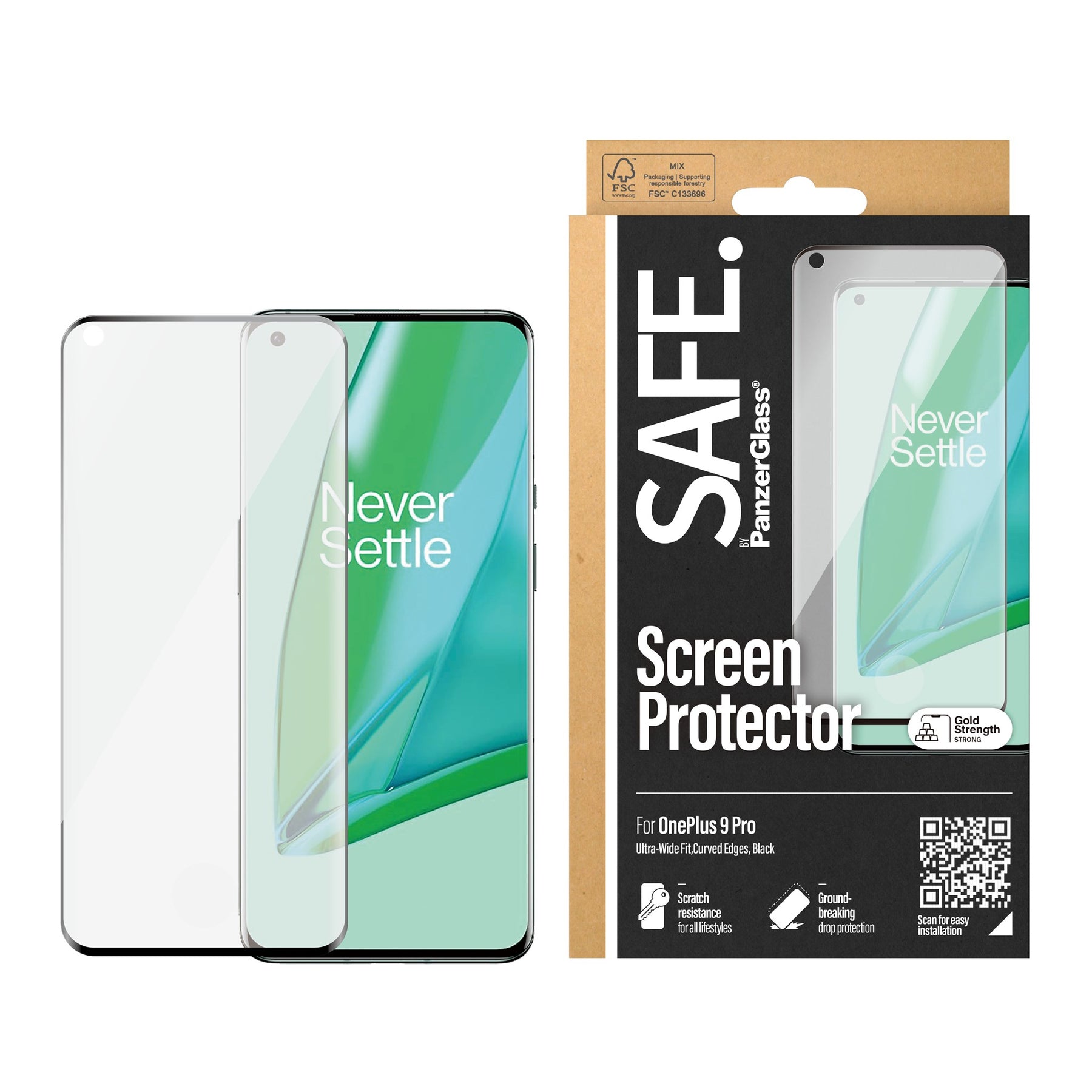 SAFE. by PanzerGlass® Screen Protector OnePlus 9 Pro | Ultra-Wide Fit | Black 2