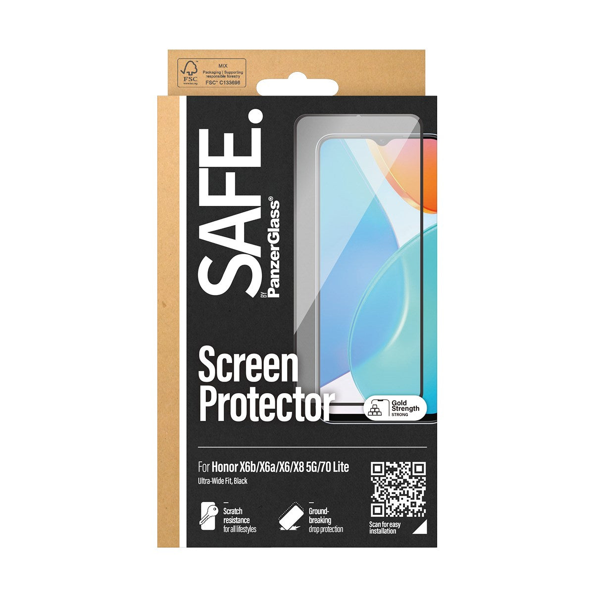 SAFE. by PanzerGlass® Screen Protector Honor X6A l X6 l X6B 4G l X8 5G l 70 lite | Ultra-Wide Fit 3