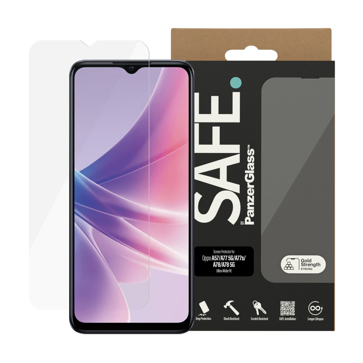 SAFE. by PanzerGlass™ Screen Protector Oppo A38 | A57 | A77 5G | A77s | A78 | A78 5G | Ultra-Wide Fit 2